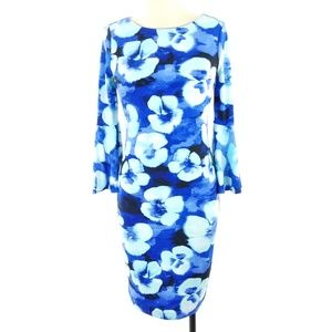 Calvin Klein Abstract Floral Dress Bell Sleeve